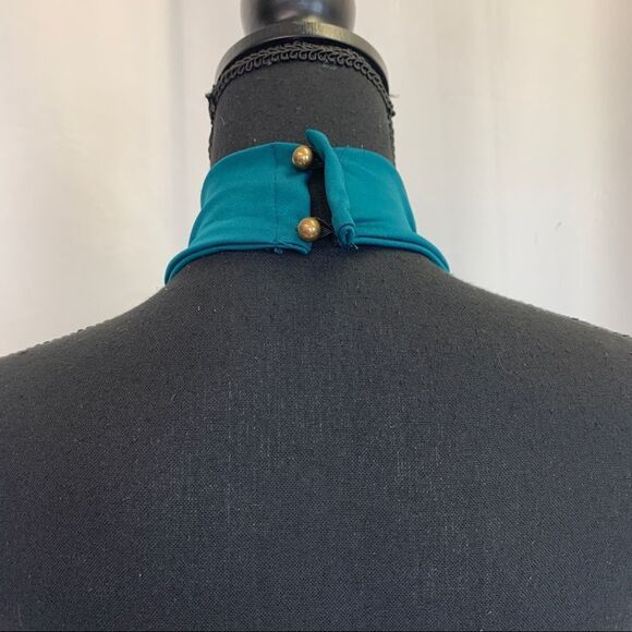 Teal green cutout crisscross choker bodycon dress Sz M - Picture 6 of 12